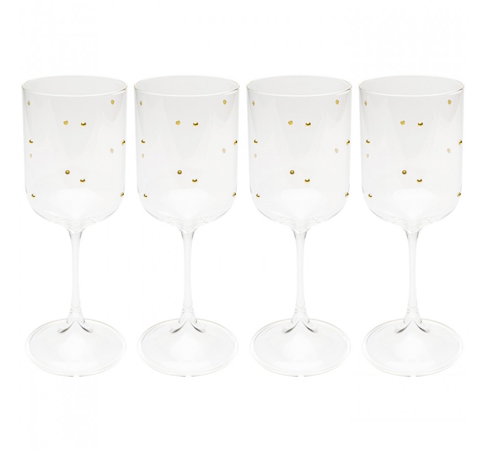 Verres à vin Glam Dots dorés set de 4 Kare Design