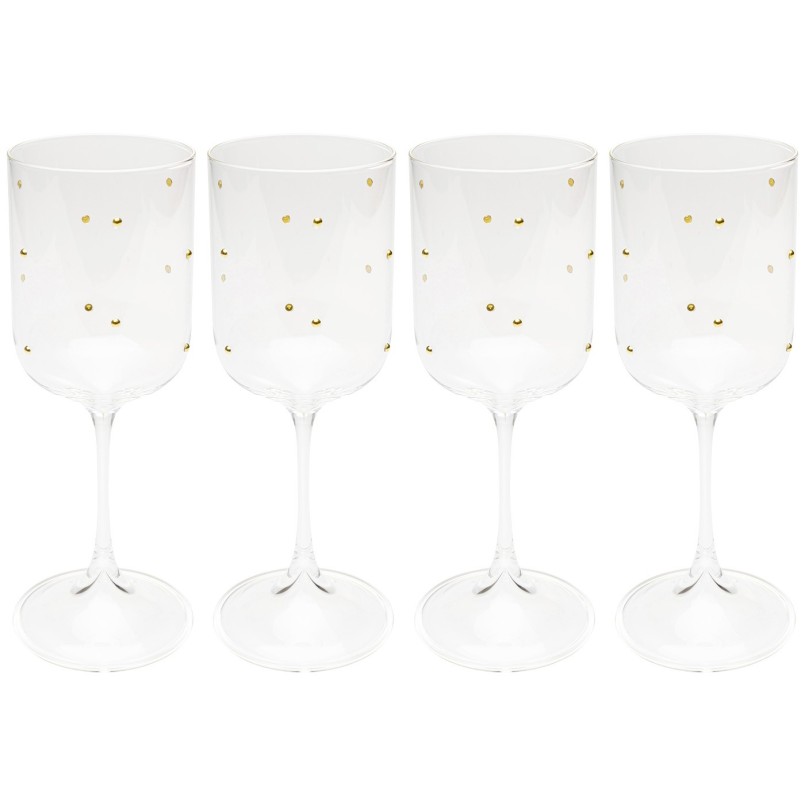 Verres à vin à pois dorés en relief - Glam Dots - Kare Design