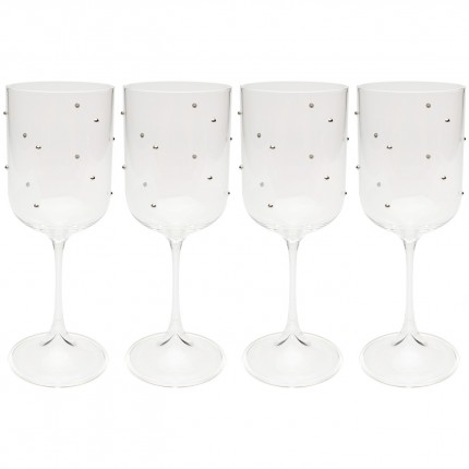 Verres à vin Glam Dots argentés set de 4 Kare Design