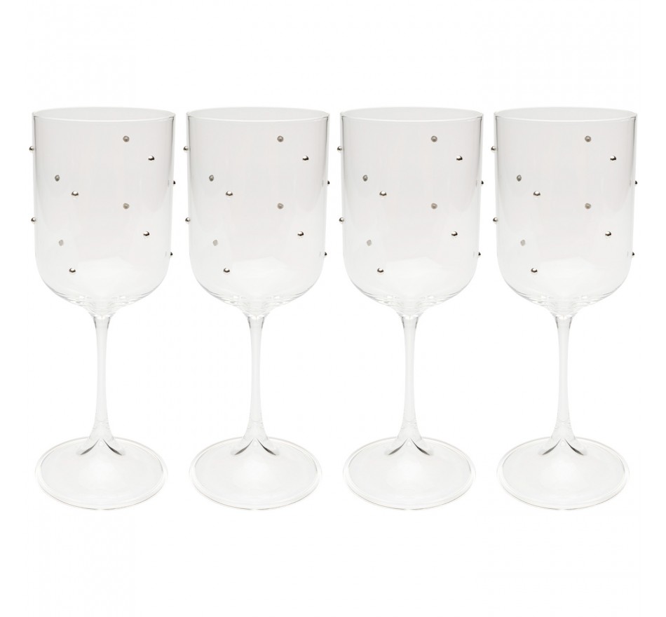 Wijnglazen Glam Dots zilver (4/set) Kare Design