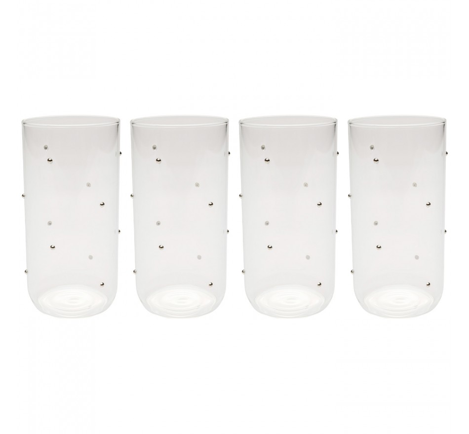 Verres hauts Glam Dots argentés set de 4 Kare Design