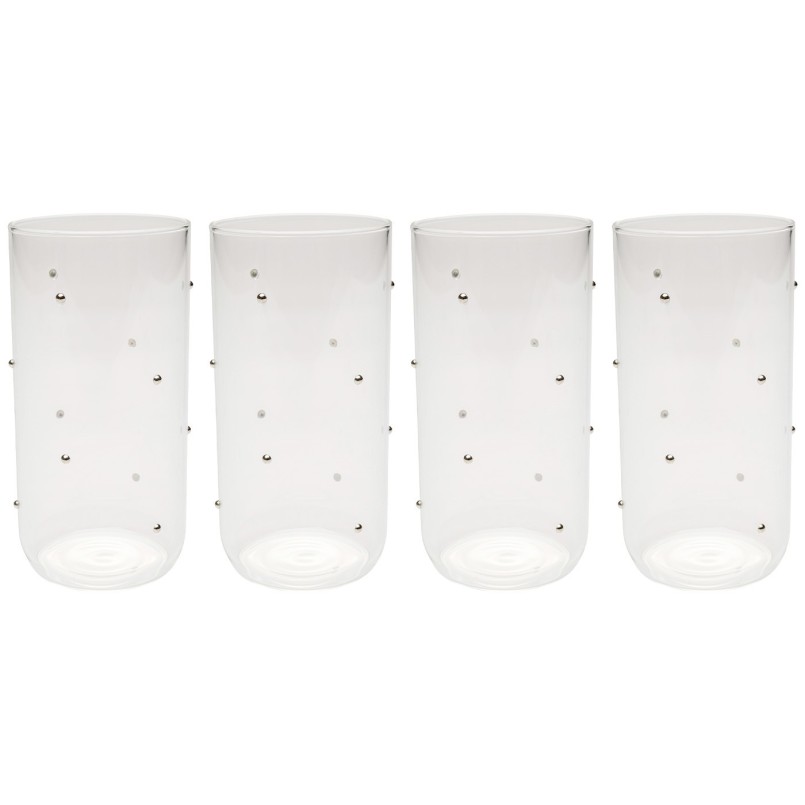 High Water Glass Glam Dots silver (4/set) Kare Design