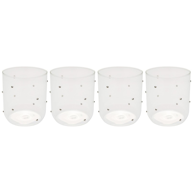 Water Glass Glam Dots silver (4/set) Kare Design