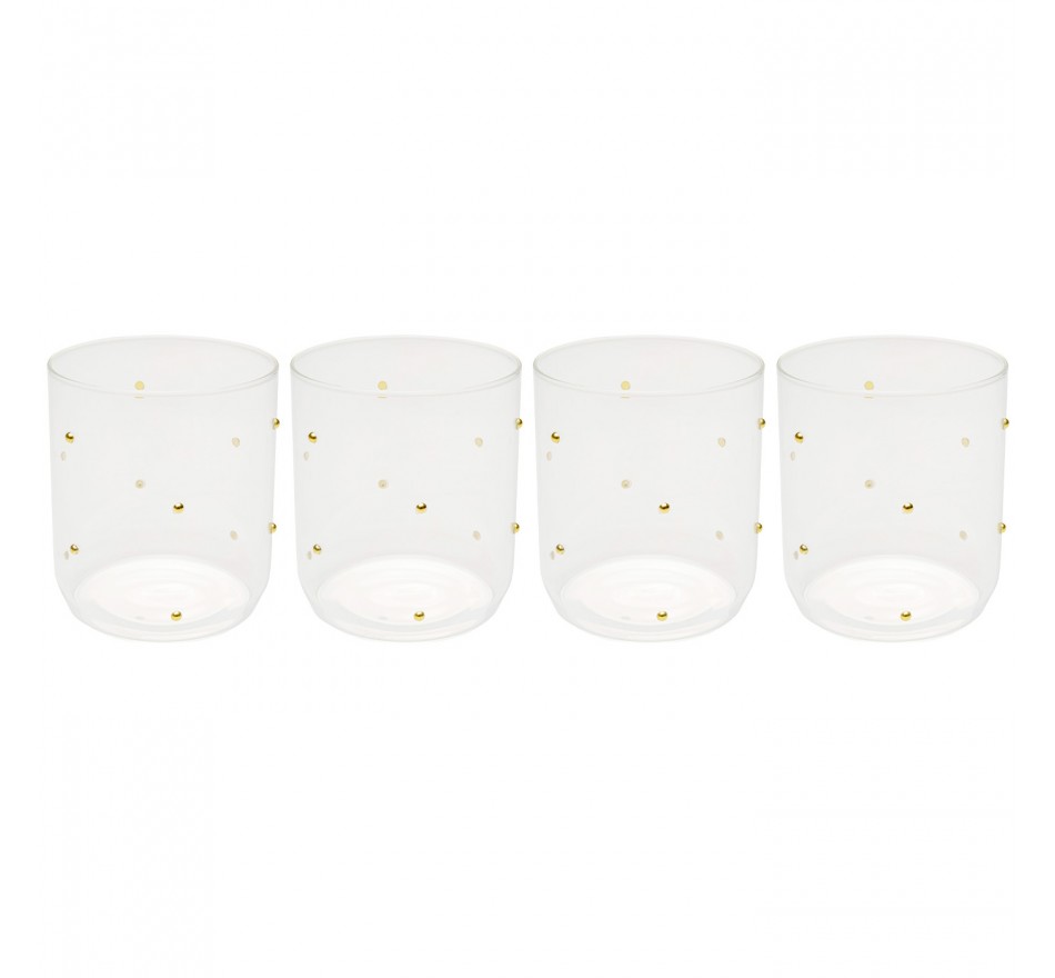 Verres à eau Glam Dots dorés set de 4 Kare Design