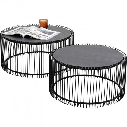 Coffee Table Wire black wood (2/Set) Kare Design
