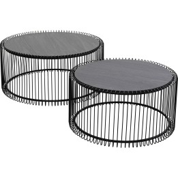 Table basse Wire noire bois (2/Set)