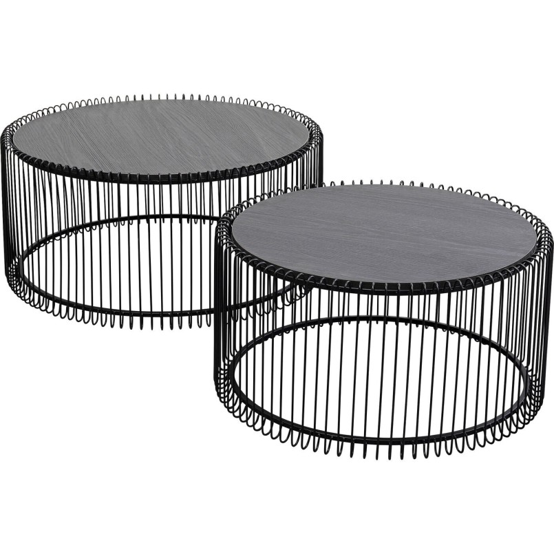 Table basse Wire noire bois (2/Set)