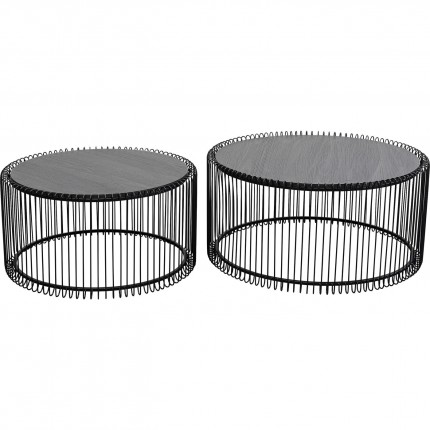 Tables basses Wire bois noir set de 2 Kare Design