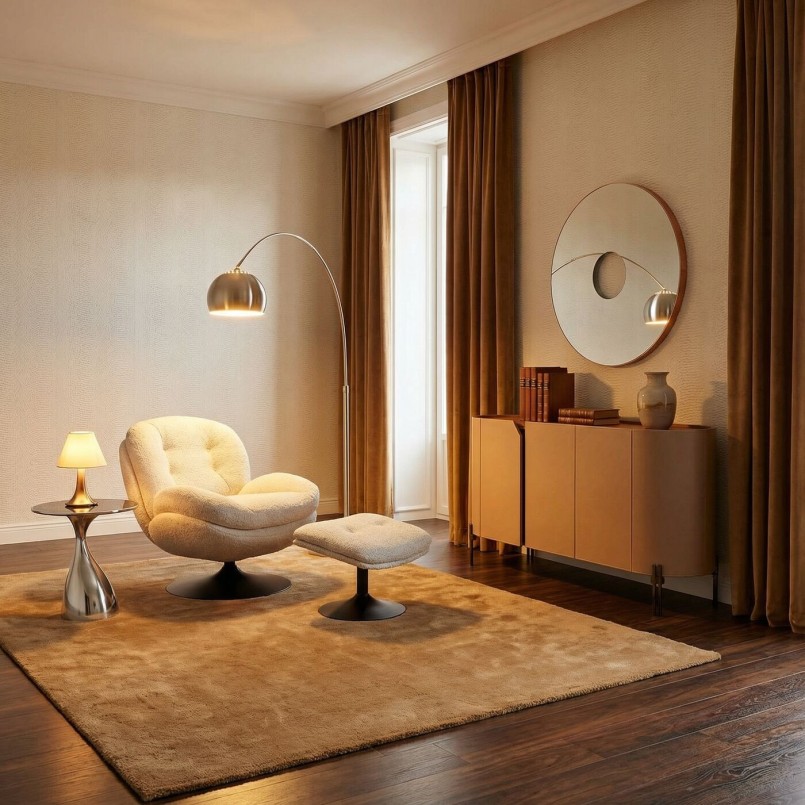 Lampadaire arc en acier gris métallique - Lounge - Kare Design
