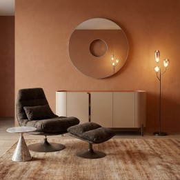 Brown swivel armchair with footrest - Montreal - Kare Design