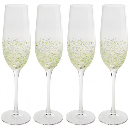 Flûtes à champagne Confetti vertes set de 4 Kare Design