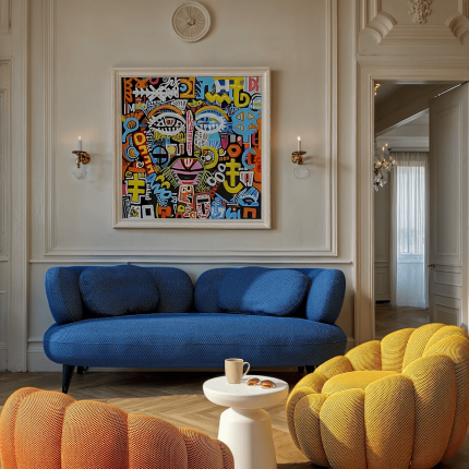 Schilderij gezicht graffiti 80x80cm Kare Design