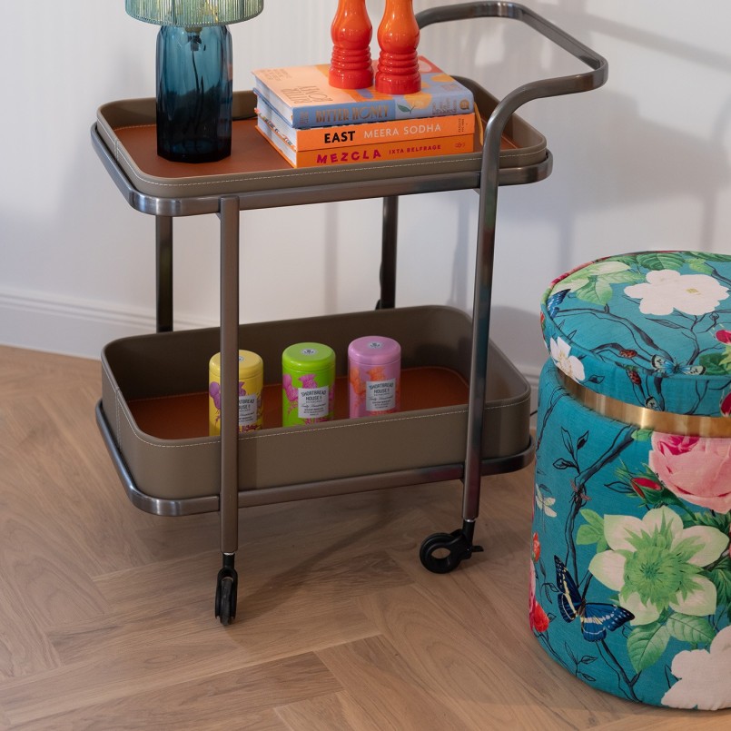 Pouf bleu motifs fleurs et papillons - Flower Fever - Kare Design