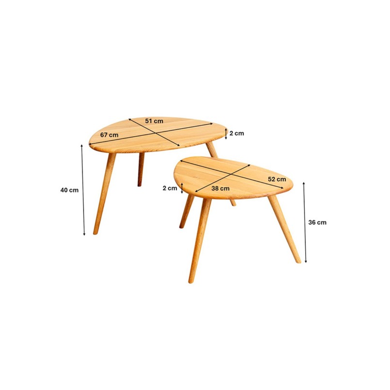 Eiken bijzettafels - Vigo - Kare Design