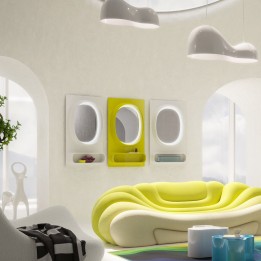 Miroir mural Aero LED vert 80x141cm