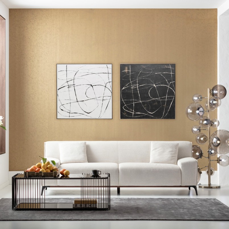 Tableau abstrait blanc et noir - Sketch - Kare Design