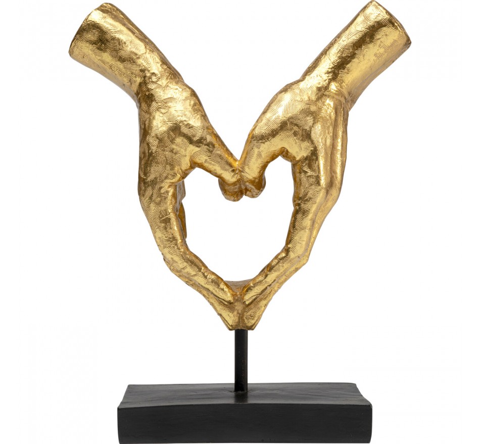 Déco mains coeur dorée sur pied 33cm Kare Design