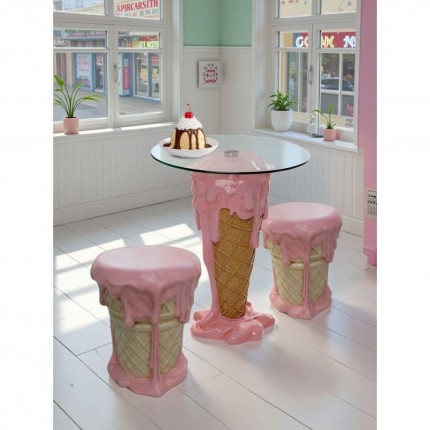 Tabouret glace 38cm fraise Kare Design