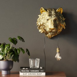 Applique murale tête lion dorée - Kare Design