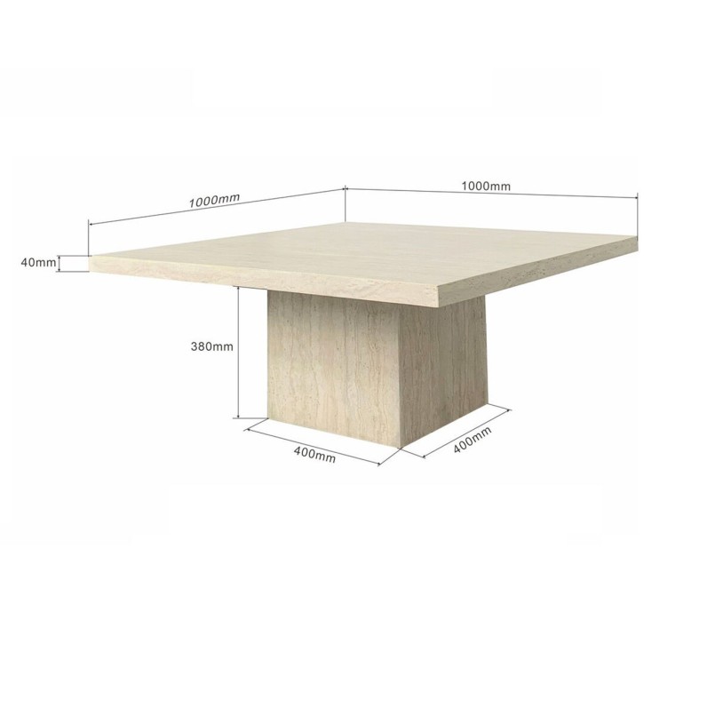 Table basse carrée en marbre minéral - Travertino - Kare Design