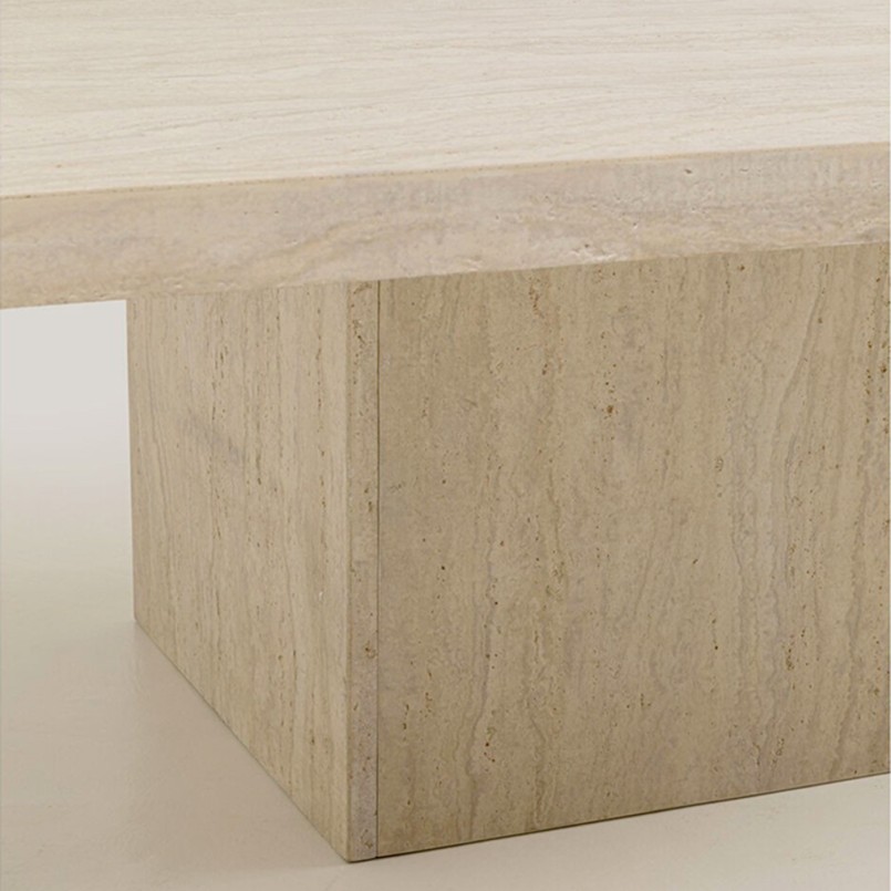 Table basse carrée en marbre minéral - Travertino - Kare Design