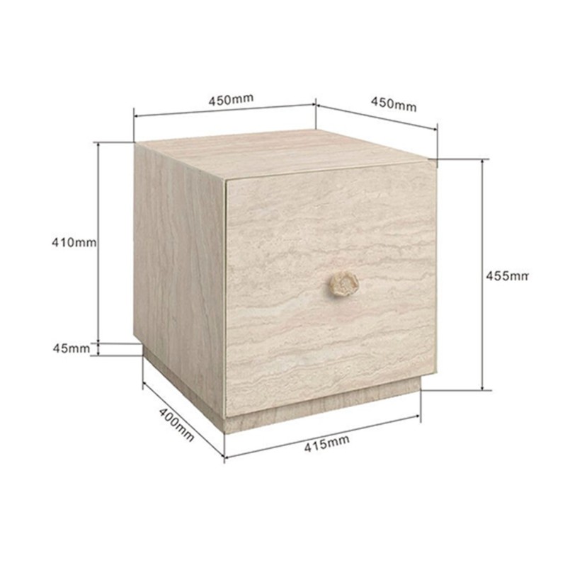 Chevet 1 tiroir en marbre minéral - Travertino - Kare Design
