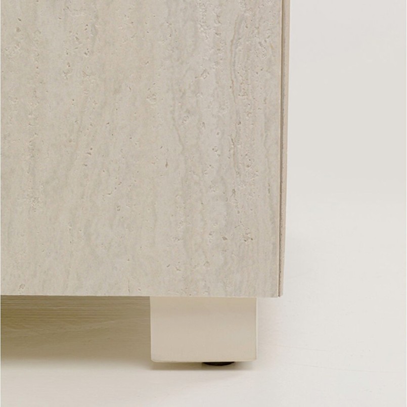 Chevet 1 tiroir en marbre minéral - Travertino - Kare Design