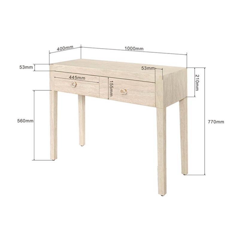 Console deux tiroirs en marbre minéral - Travertino - Kare Design