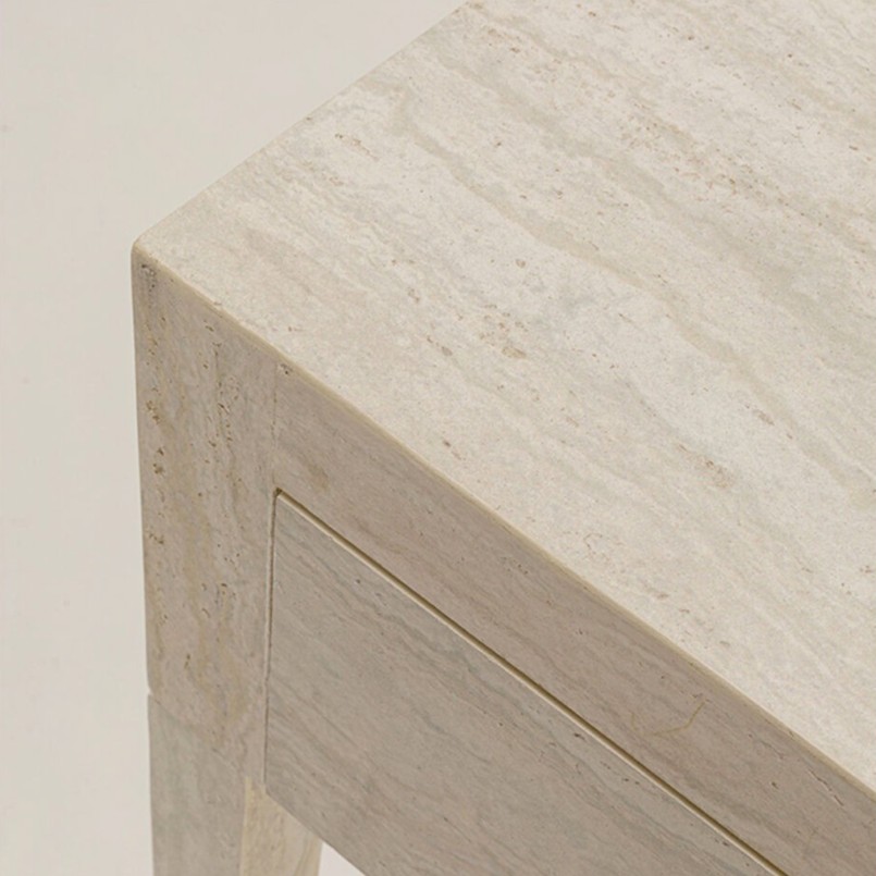 Console deux tiroirs en marbre minéral - Travertino - Kare Design