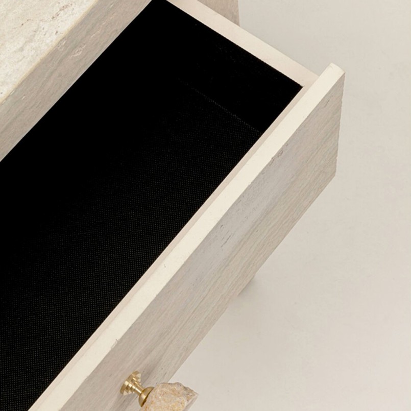 Console deux tiroirs en marbre minéral - Travertino - Kare Design