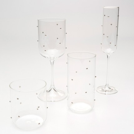 Verres hauts Glam Dots argentés set de 4 Kare Design