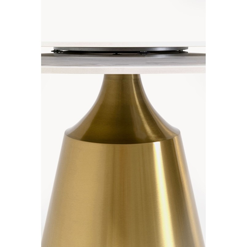 Table ronde grès blanc et acier doré - Lucia - Kare Design