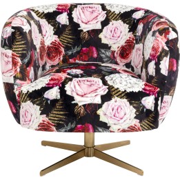 Fauteuil pivotant noir fleurs roses - Kare Design