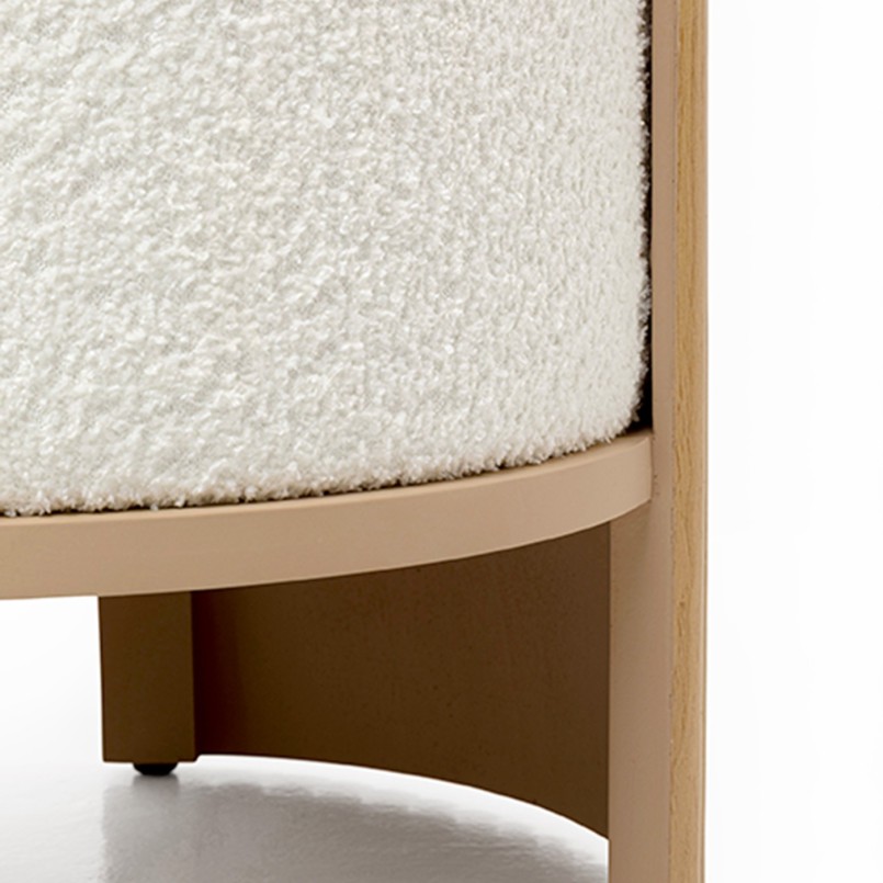 Tabouret rond blanc et marron - Samu - Kare Design