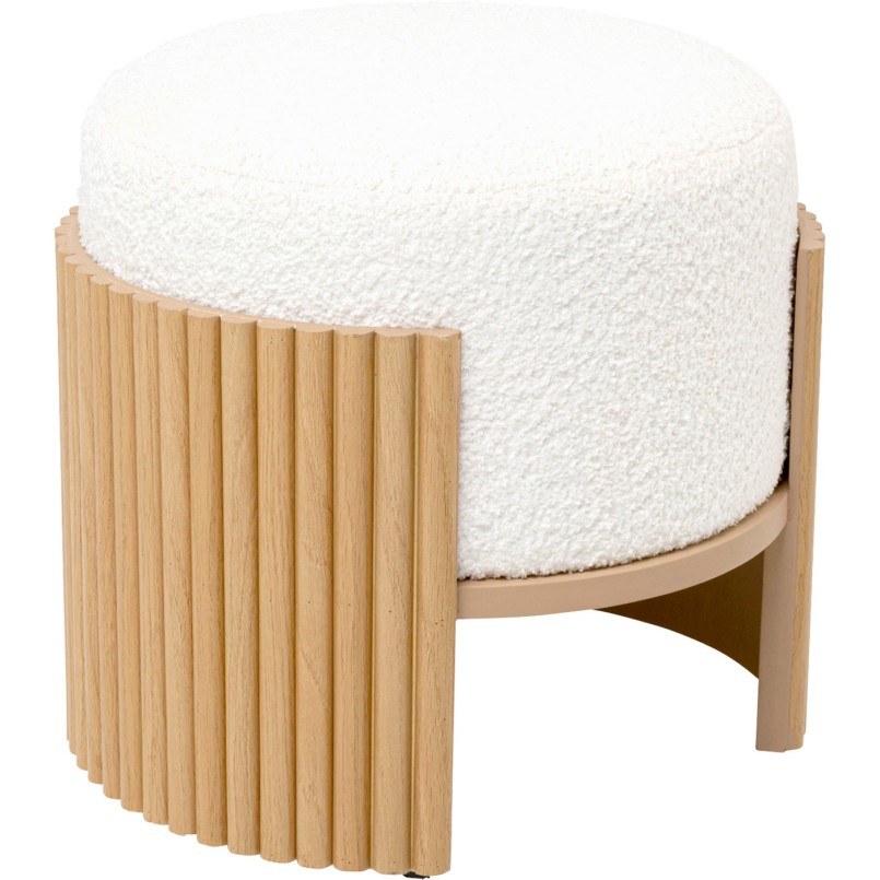 Tabouret rond blanc et marron - Samu - Kare Design