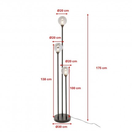 Lampadaire Al Capone 175cm noir Kare Design