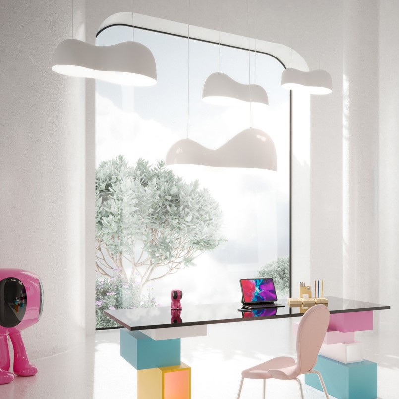 Suspension blanche en fibre de verre - Cloud Beam - Kare Design