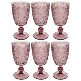 Verres à vin en verre texturé rose poudré - Amara - Kare Design