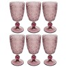 Verres à vin en verre texturé rose poudré - Amara - Kare Design