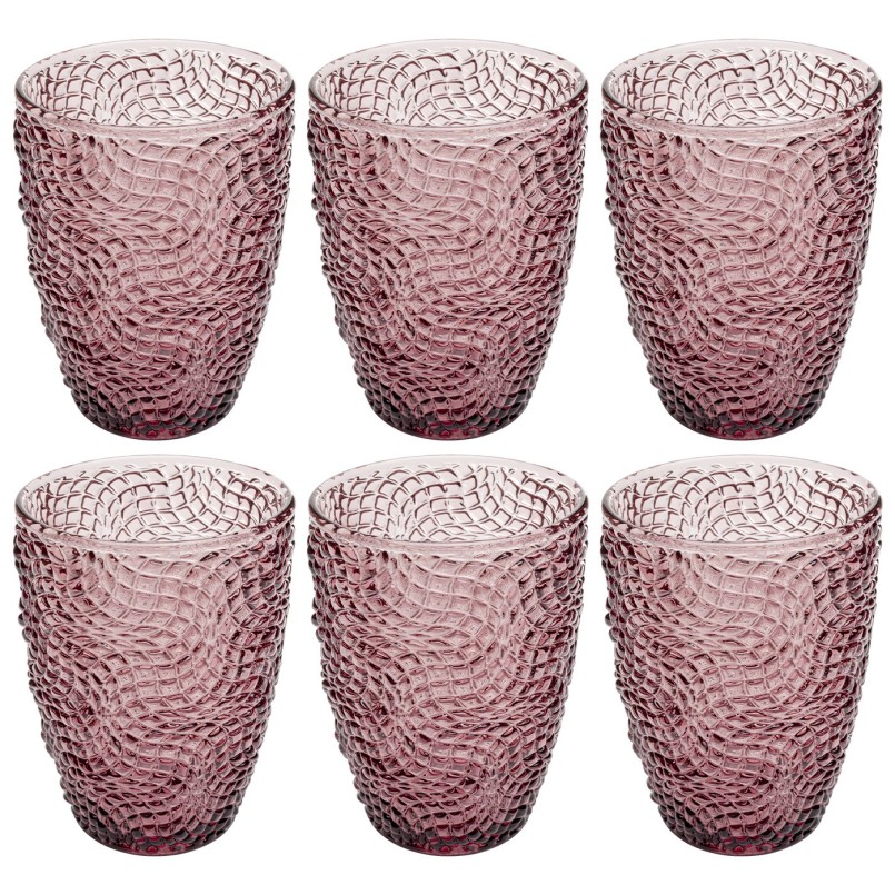 Verres à eau en verre texturé rose poudré - Amara - Kare Design