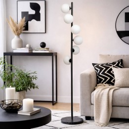 Lampadaire en verre blanc et marbre noir - Scala Balls - Kare Design