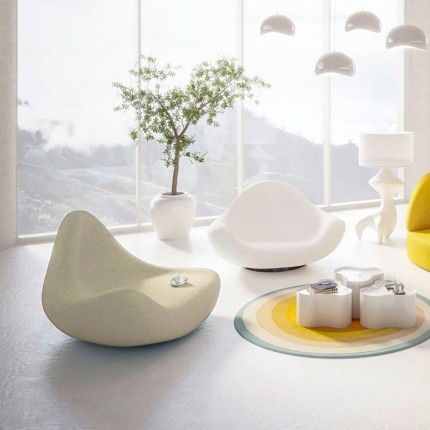 Armchair Glow Wave XL cream Kare Design