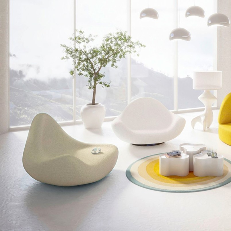 Armchair Glow Wave XL cream Kare Design