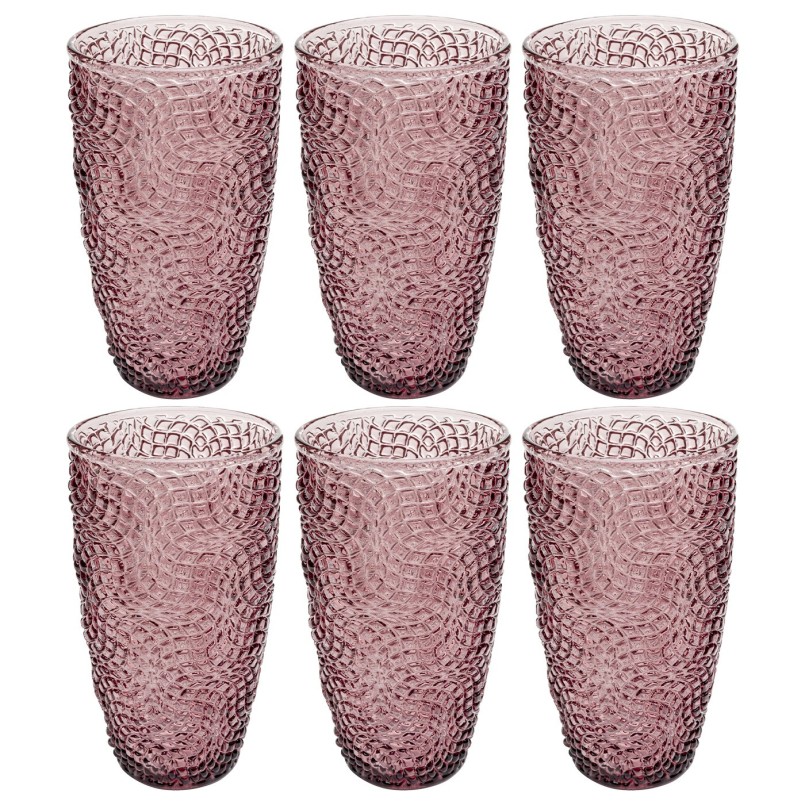 Verres hauts en verre texturé rose poudré - Amara - Kare Design