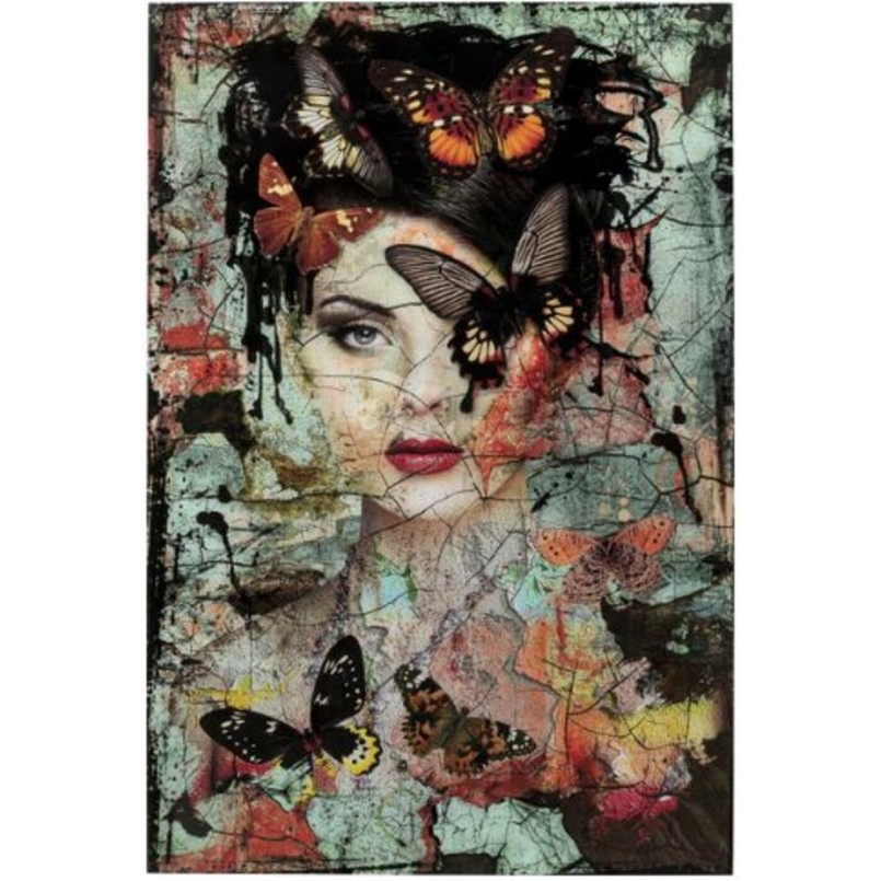 Tableau en verre Lady Butterfly 75x55cm