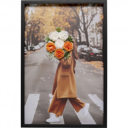 Tableau femme bouquet 3D automne 64x94cm Kare Design