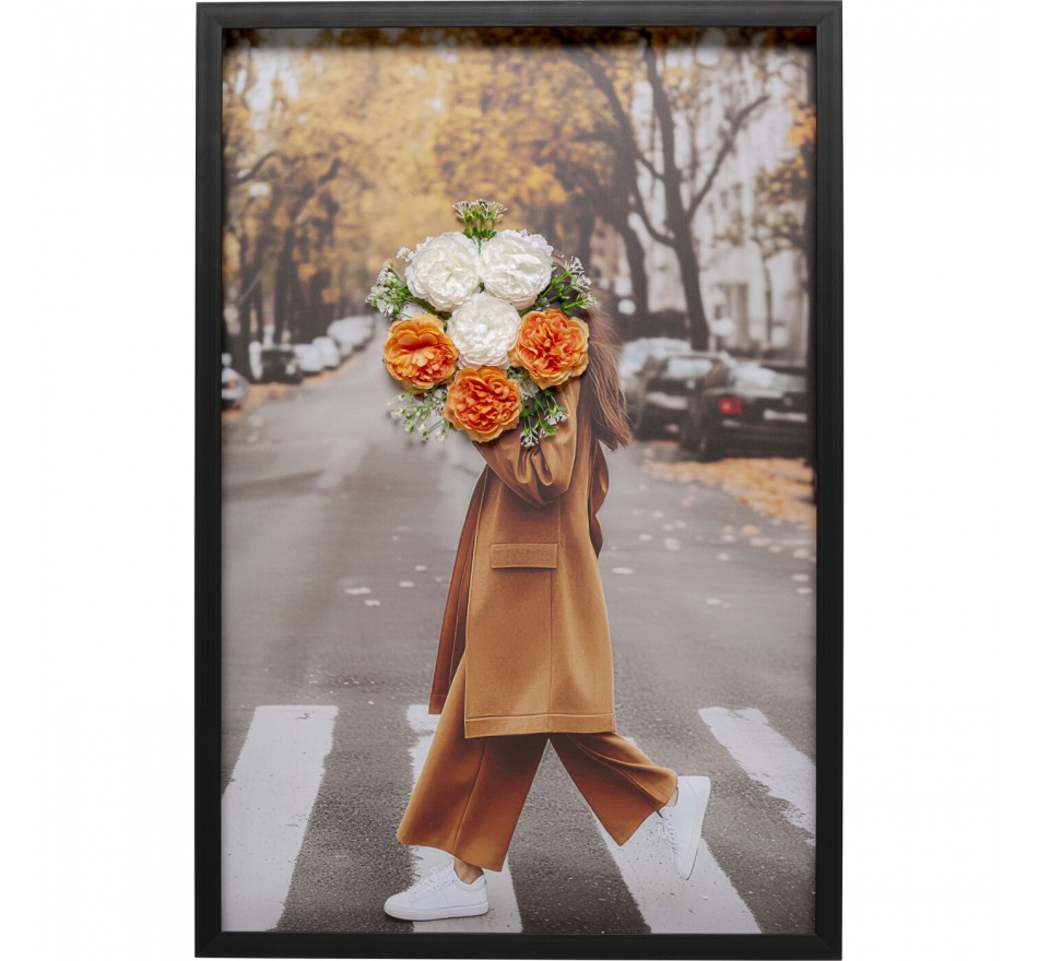 Canvas Picture woman bouquet 3D autumn 64x94cm Kare Design