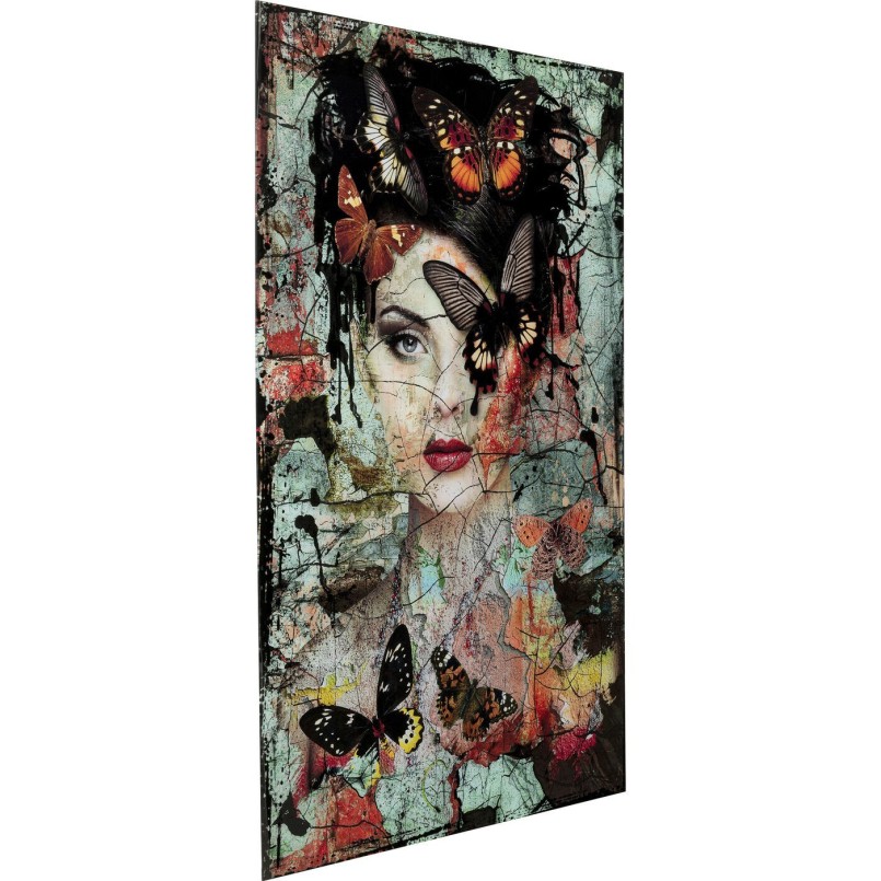 Tableau en verre femme papillons effet brisé - Kare Design