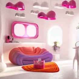 Suspension Cloud Beam Double fuchsia 100cm