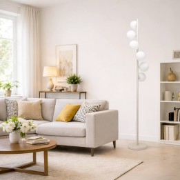 Lampadaire beige en verre et acier - Scala Balls - Kare Design